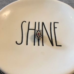 Retired authentic Pandora SS/14k double-heart pink sapphire clip